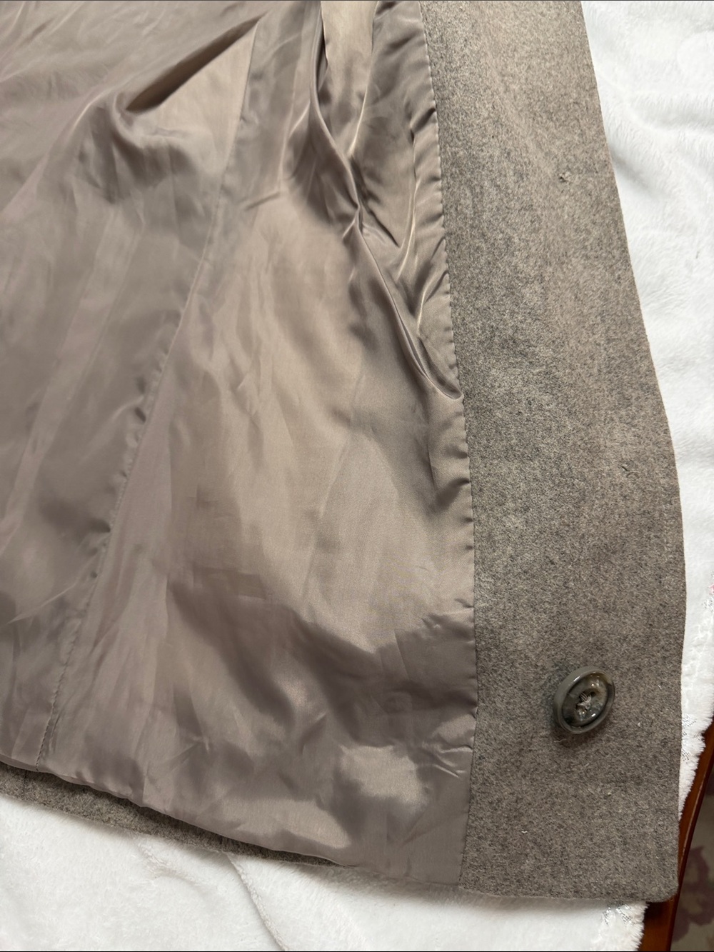 London Fog Taupe Wool-Blend Pea Coat with Olive-Striped Scarf - Picture 11 of 12